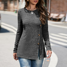 Laden Sie das Bild in den Galerie-Viewer, Geschlitzter Strickpullover mit Rundhalsausschnitt für Damen