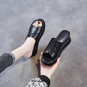 Damen Sandalen/Hausschuhe aus weichem Leder