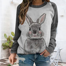 Laden Sie das Bild in den Galerie-Viewer, Lässiges Langarm-Kaninchen-T-Shirt