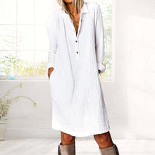 Laden Sie das Bild in den Galerie-Viewer, Einfarbiges Langärmliges Kleid mit Revers