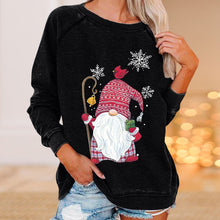 Laden Sie das Bild in den Galerie-Viewer, Lockeres Sweatshirt mit Weihnachtsmann-Schneeflockendruck