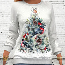 Laden Sie das Bild in den Galerie-Viewer, Pullover mit Weihnachtsbaummuster und Schneeflockenprint und langen Ärmeln