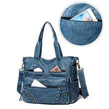 Laden Sie das Bild in den Galerie-Viewer, Denim Farbe Tote Handtasche