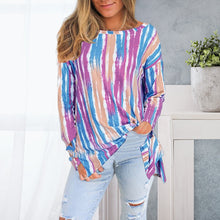 Laden Sie das Bild in den Galerie-Viewer, Lockeres Gestreiftes Langärmliges T-Shirt