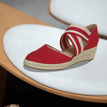 Laden Sie das Bild in den Galerie-Viewer, Sandalen mit Keilabsatz aus Hanfseil
