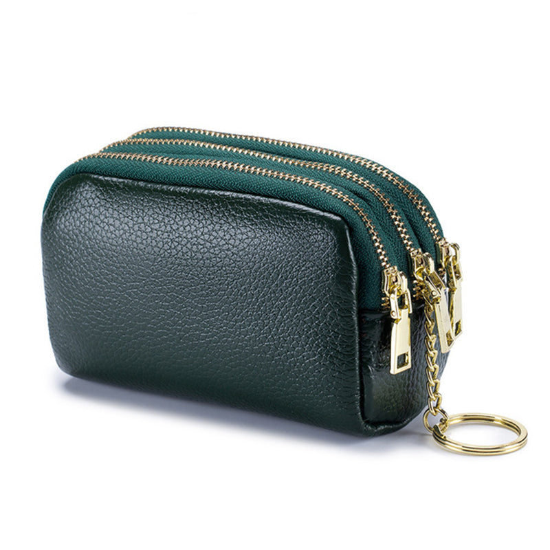 Mini Geldbörse mit Reißverschluss aus weichem Leder