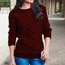 Laden Sie das Bild in den Galerie-Viewer, Damen Strickpullover mit Rundhalsausschnitt