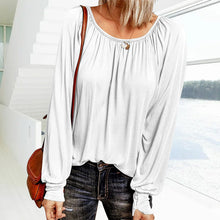 Laden Sie das Bild in den Galerie-Viewer, Einfarbiges, plissiertes T-Shirt mit Rundhalsausschnitt