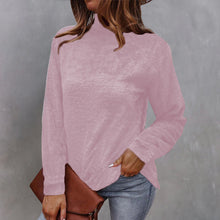 Laden Sie das Bild in den Galerie-Viewer, Einfarbiger Langärmliger Plüsch-Rollkragenpullover für Damen