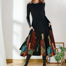 Laden Sie das Bild in den Galerie-Viewer, Langärmliges Bedrucktes Kleid