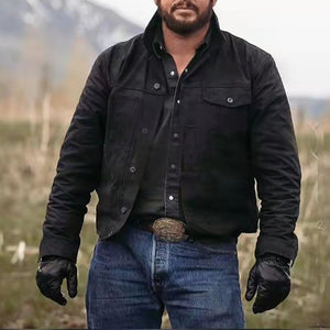 Einreihige Jeansjacke aus Baumwolle
