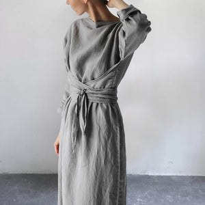 Lockeres Schnürkleid aus Baumwolle und Leinen