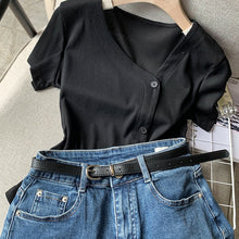 Laden Sie das Bild in den Galerie-Viewer, Modisches Unregelmäßiges T-Shirt mit Schlitz für Damen
