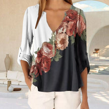 Laden Sie das Bild in den Galerie-Viewer, Bedrucktes Chiffonhemd mit V-Ausschnitt