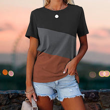 Laden Sie das Bild in den Galerie-Viewer, Lockeres lässiges kurzärmeliges T-Shirt mit Rundhalsausschnitt für Damen
