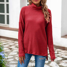 Laden Sie das Bild in den Galerie-Viewer, Lockerer Unregelmäßiger Strickpullover mit Rollkragen