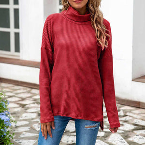Lockerer Unregelmäßiger Strickpullover mit Rollkragen