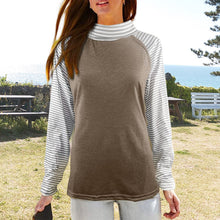 Laden Sie das Bild in den Galerie-Viewer, Gestreiftes Sweatshirt mit langen Ärmeln und Stehkragen