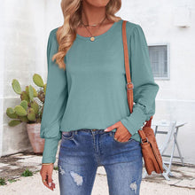 Laden Sie das Bild in den Galerie-Viewer, Lockeres Lässiges T-Shirt mit Puffärmeln und Rundhalsausschnitt