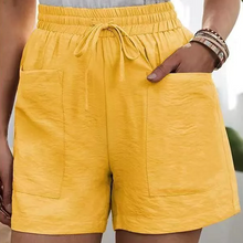 Laden Sie das Bild in den Galerie-Viewer, Sommer Damen lässige lockere Leinenshorts