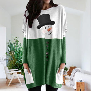 Weihnachten Langärmliges Kleid mit Schneemann