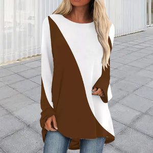 Langärmeliges Buntes T-Shirt mit Rundhalsausschnitt