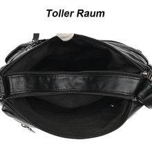Laden Sie das Bild in den Galerie-Viewer, Tasche aus weichem Leder mit mehreren Reißverschlüssen