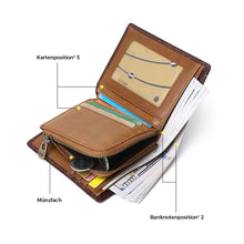 Laden Sie das Bild in den Galerie-Viewer, Bifold-Geldbörse aus Leder für Herren mit Anti-Diebstahl-RFID-Blockierung