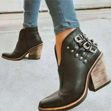 Laden Sie das Bild in den Galerie-Viewer, Damen Lederstiefel mit Gürtelschnalle