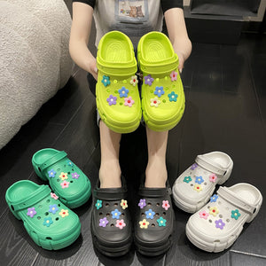 Atmungsaktive Plateausandalen mit Blumenmuster für Damen