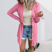 Laden Sie das Bild in den Galerie-Viewer, Einfarbige Strickjacke mit langen Ärmeln