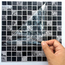 Laden Sie das Bild in den Galerie-Viewer, Kreative Fliesenaufkleber mit schwarzem Mosaik, 10 Stück