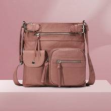 Laden Sie das Bild in den Galerie-Viewer, Schultertasche aus weichem Leder mit mehreren Taschen