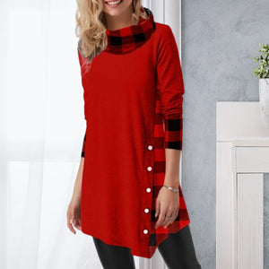 Kariertes Unregelmäßiges Kleid mit Revers
