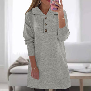 Einfarbiges Langärmliges Freizeitkleid mit Revers
