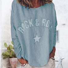 Laden Sie das Bild in den Galerie-Viewer, Damen-Sweatshirt mit Sterndruck und Rundhalsausschnitt