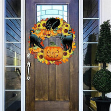 Laden Sie das Bild in den Galerie-Viewer, Halloween lustige Kürbis schwarze Katze Holzdekoration
