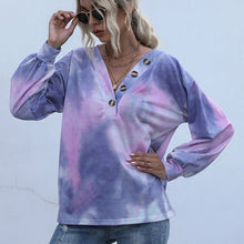 Laden Sie das Bild in den Galerie-Viewer, Kontrastfarbenes Lockeres Lässiges Damenhemd mit V-Ausschnitt