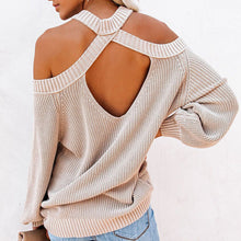 Laden Sie das Bild in den Galerie-Viewer, Sexy Schulterfreier Pullover mit Offenem Rücken