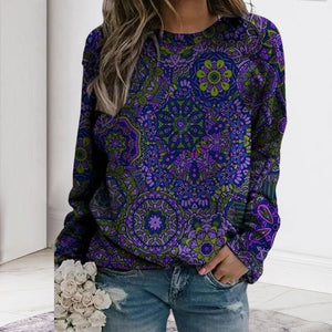 Bedrucktes Langarm-Sweatshirt mit Rundhalsausschnitt