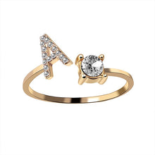 Laden Sie das Bild in den Galerie-Viewer, A-Z Buchstabe Gold Metall Einstellbarer Ring