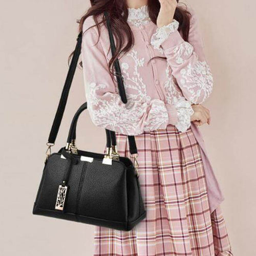 Bequeme einfarbige Damenhandtasche mit großem Fassungsvermögen