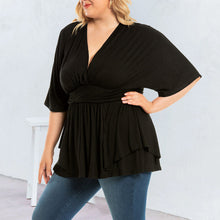 Laden Sie das Bild in den Galerie-Viewer, Lockeres Einfarbiges T-Shirt mit V-Ausschnitt