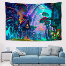 Laden Sie das Bild in den Galerie-Viewer, Psychedelische Waldpilz Wandteppich Kunstdekorationsdecke