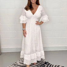 Laden Sie das Bild in den Galerie-Viewer, V-Ausschnitt Kleid mit hoher Taille