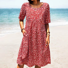 Laden Sie das Bild in den Galerie-Viewer, Blumen-Strandkleid mit Rundhalsausschnitt
