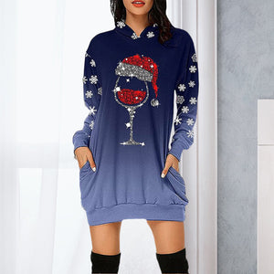 Kleid mit Schneeflocke Weinglas