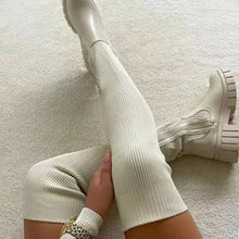 Laden Sie das Bild in den Galerie-Viewer, Kniehohe Elastische Strickstiefel