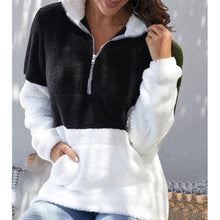 Laden Sie das Bild in den Galerie-Viewer, Kontrast-Plüschmantel mit Reißverschluss