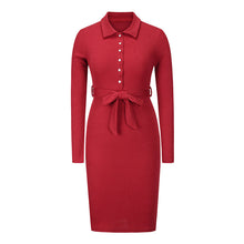 Laden Sie das Bild in den Galerie-Viewer, Langärmliges Schmales Strickkleid